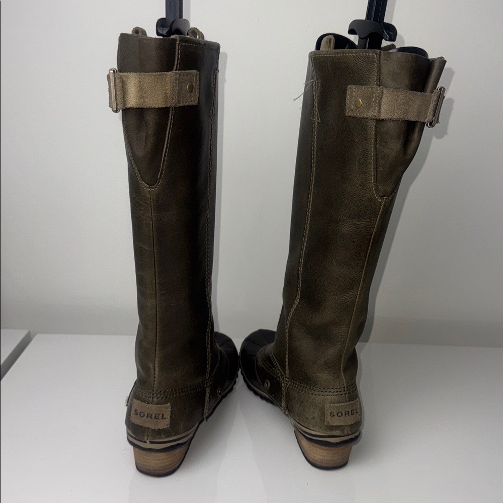 Sorel Tivoli II Tall Waterproof Winter Boots Green Leather Rubber Size 6.5 - Picture 6 of 16